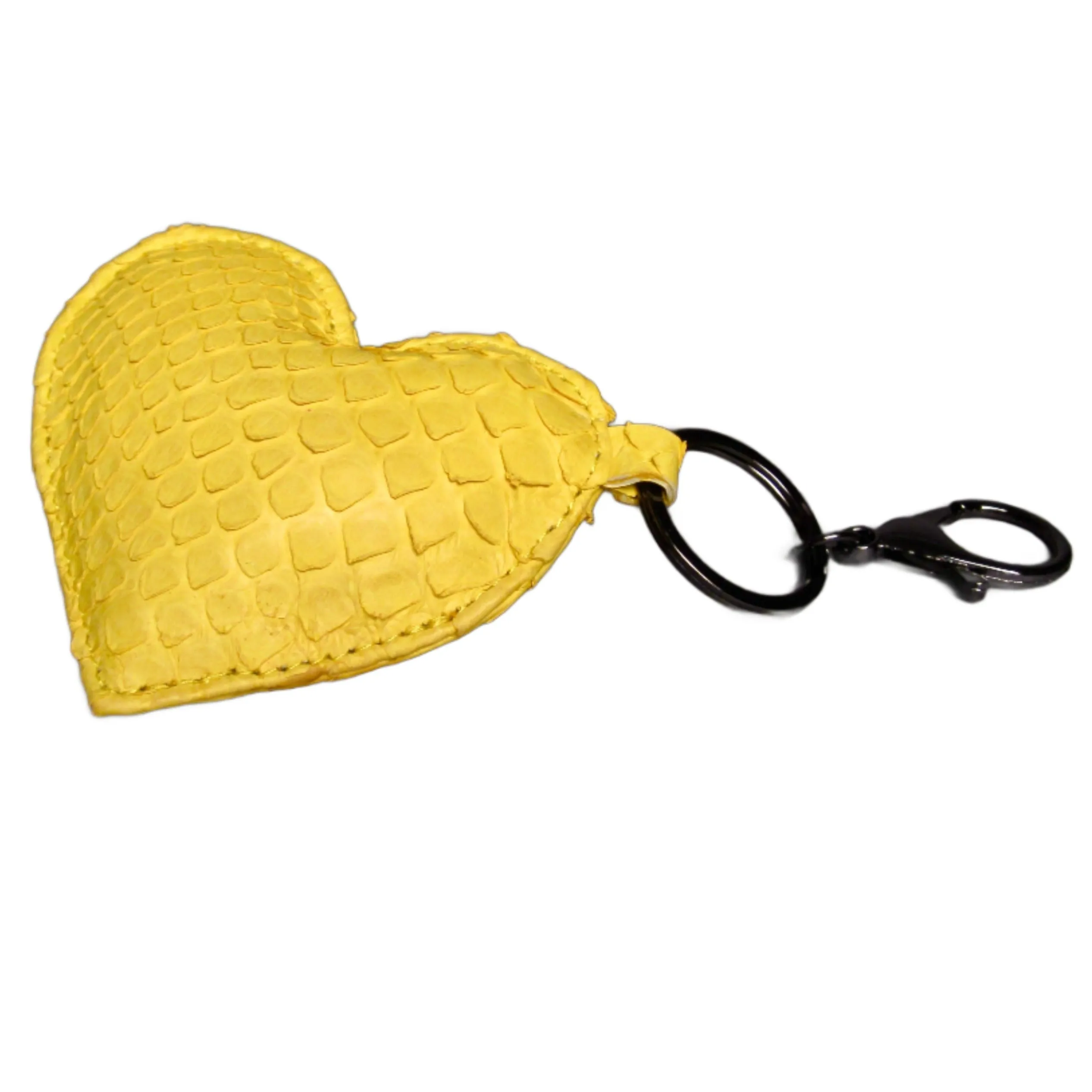 Yellow Leather Heart Key Holder and Charm